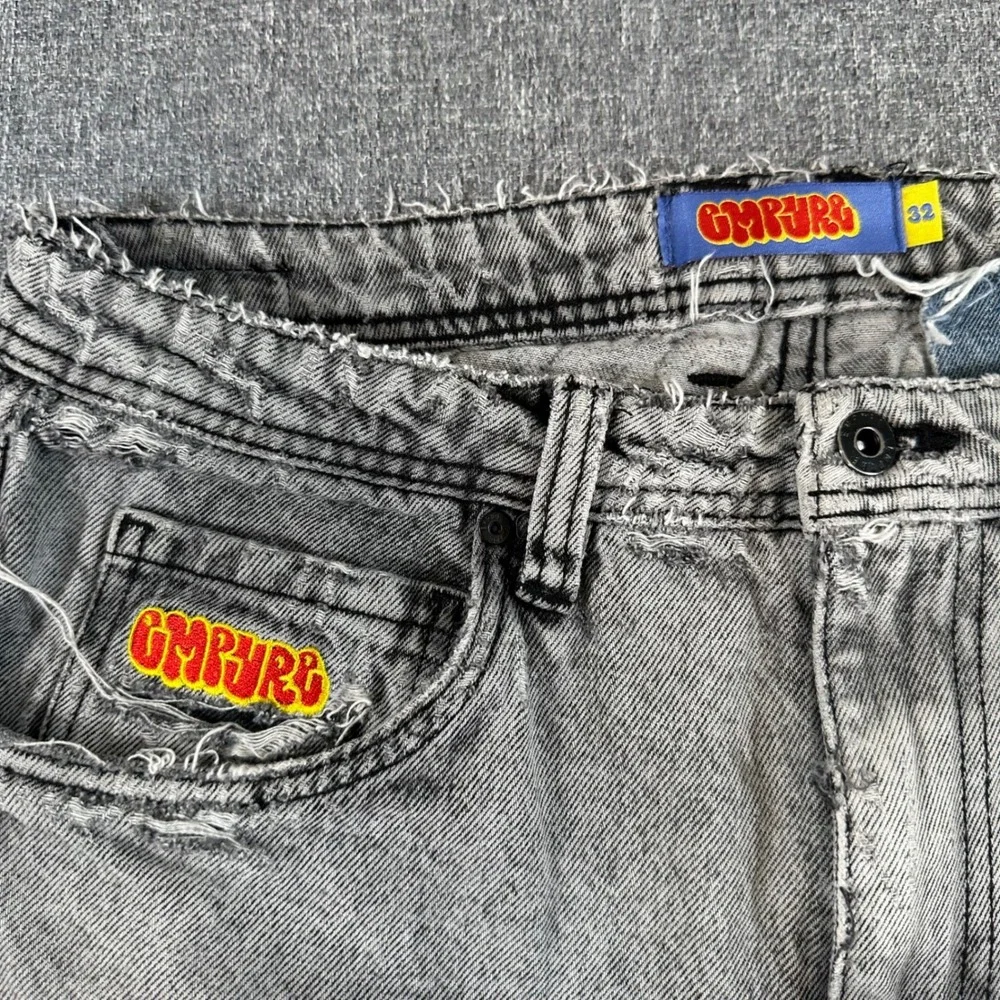 Empyre Loose Fit Skate Jeans Grey Washed Baggy Wide Leg Denim Mens 32 Y2K Style - Picture 3 of 11